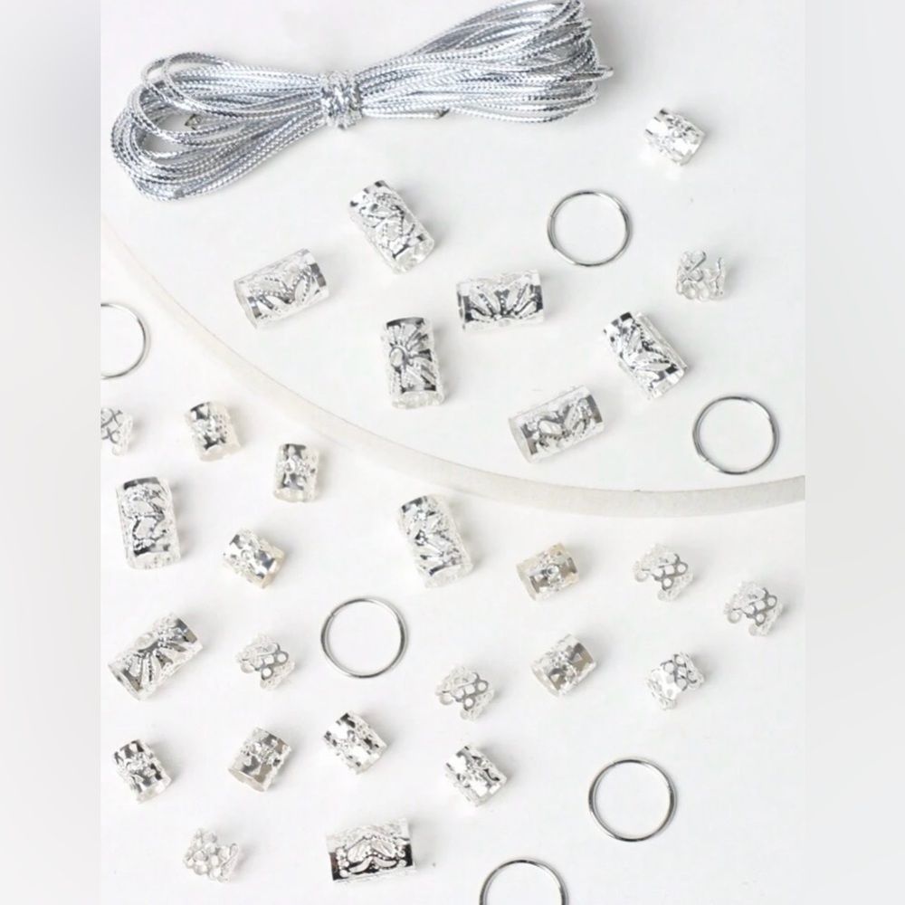 43pcs Silver Hair Rings Accessory Set - Picture 2 of 4